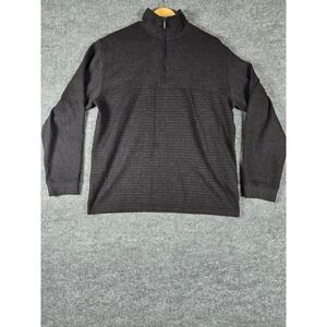 Van Heusen Mens Dark Gray Striped Quarter Zip Pullover Long Sleeve‎ Sweater L